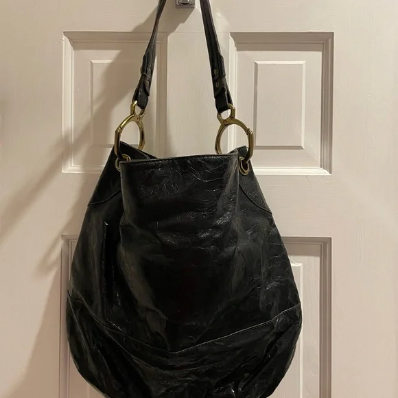 orYANY Lucy crocodile Black patent leather embossed hobo bag. - Picture 6 of 16